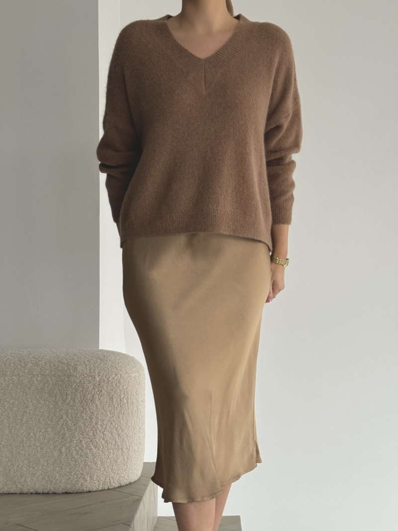 Satininis sijonas – Camel