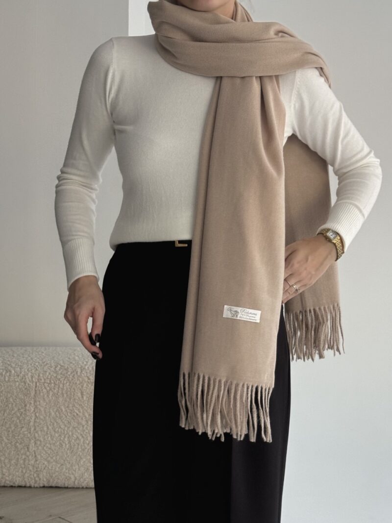 Šalikas su kašmyru (30%) – Kreminė