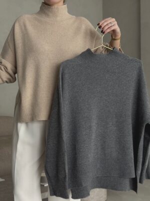 Megztinis aukštu kaklu su kašmyru ir vilna