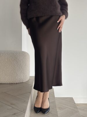 Rudas satininis sijonas