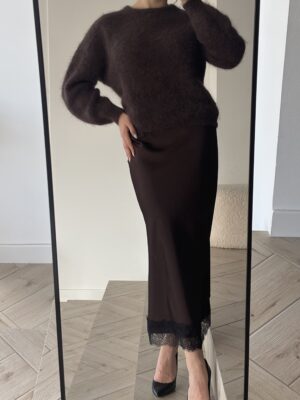 Rudas satininis sijonas su gifiūru